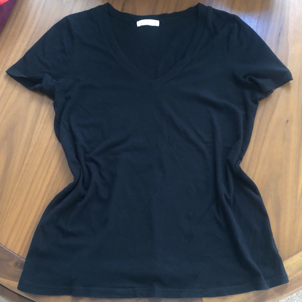 Anthropologie La Causa Black V-Neck Tee